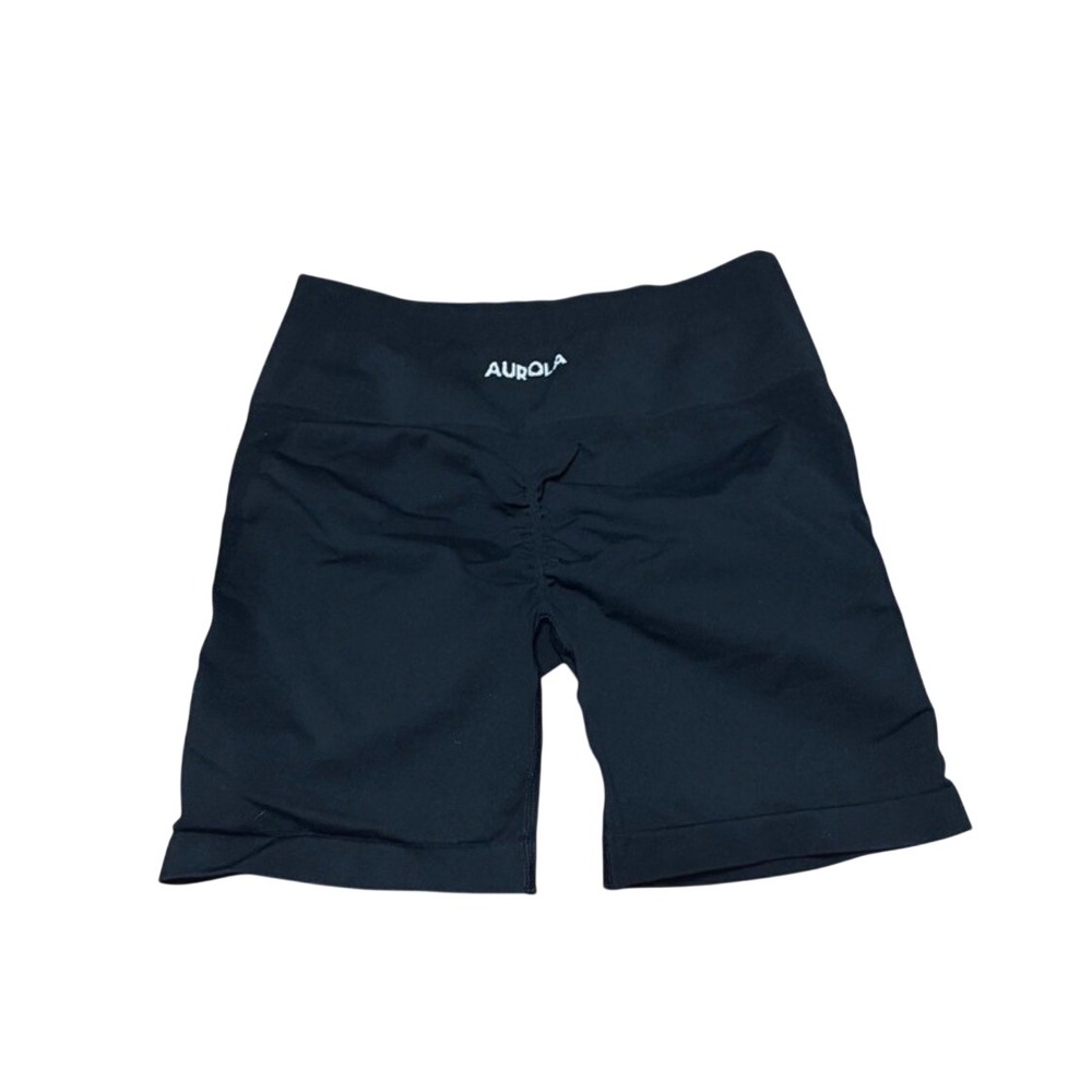 Aurola Dream Seamless Workout Shorts Black High Waisted Scrunch Butt Athletic